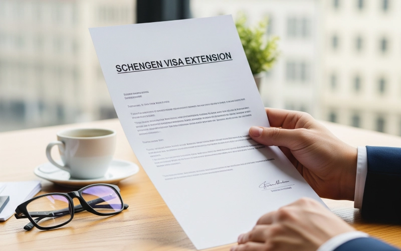 Holding Schengen visa extension document